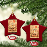 Japanese Maneki Neko Drinking Tea Kawaii Lucky Cat Ceramic Ornament - Wonder Print Shop