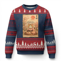 Japanese Maneki Neko Drinking Tea Kawaii Lucky Cat Ugly Christmas Sweater - Wonder Print Shop