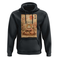 Japanese Maneki Neko Drinking Tea Kawaii Lucky Cat Hoodie - Wonder Print Shop
