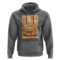Japanese Maneki Neko Drinking Tea Kawaii Lucky Cat Hoodie - Wonder Print Shop