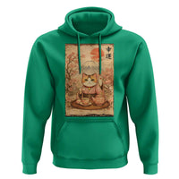 Japanese Maneki Neko Drinking Tea Kawaii Lucky Cat Hoodie - Wonder Print Shop