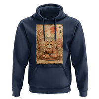 Japanese Maneki Neko Drinking Tea Kawaii Lucky Cat Hoodie - Wonder Print Shop