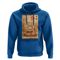 Japanese Maneki Neko Drinking Tea Kawaii Lucky Cat Hoodie - Wonder Print Shop