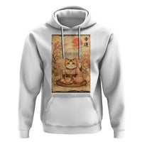 Japanese Maneki Neko Drinking Tea Kawaii Lucky Cat Hoodie - Wonder Print Shop