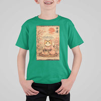 Japanese Maneki Neko Drinking Tea Kawaii Lucky Cat T Shirt For Kid - Wonder Print Shop