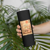 Japanese Maneki Neko Drinking Tea Kawaii Lucky Cat Skinny Tumbler - Wonder Print Shop