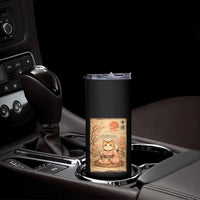 Japanese Maneki Neko Drinking Tea Kawaii Lucky Cat Skinny Tumbler - Wonder Print Shop
