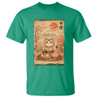 Japanese Maneki Neko Drinking Tea Kawaii Lucky Cat T Shirt - Wonder Print Shop