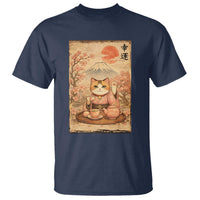 Japanese Maneki Neko Drinking Tea Kawaii Lucky Cat T Shirt - Wonder Print Shop