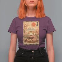 Japanese Maneki Neko Drinking Tea Kawaii Lucky Cat T Shirt For Women - Wonder Print Shop