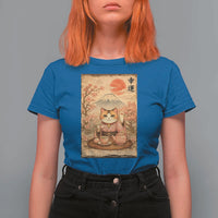 Japanese Maneki Neko Drinking Tea Kawaii Lucky Cat T Shirt For Women - Wonder Print Shop