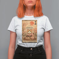 Japanese Maneki Neko Drinking Tea Kawaii Lucky Cat T Shirt For Women - Wonder Print Shop