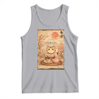 Japanese Maneki Neko Drinking Tea Kawaii Lucky Cat Tank Top - Wonder Print Shop