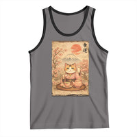 Japanese Maneki Neko Drinking Tea Kawaii Lucky Cat Tank Top - Wonder Print Shop