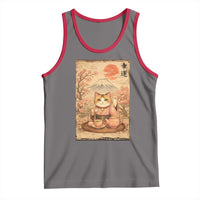 Japanese Maneki Neko Drinking Tea Kawaii Lucky Cat Tank Top - Wonder Print Shop