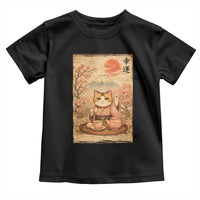 Japanese Maneki Neko Drinking Tea Kawaii Lucky Cat Toddler T Shirt - Wonder Print Shop