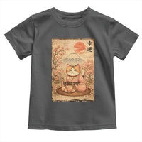 Japanese Maneki Neko Drinking Tea Kawaii Lucky Cat Toddler T Shirt - Wonder Print Shop