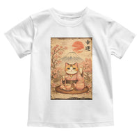 Japanese Maneki Neko Drinking Tea Kawaii Lucky Cat Toddler T Shirt - Wonder Print Shop