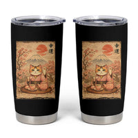 Japanese Maneki Neko Drinking Tea Kawaii Lucky Cat Tumbler Cup - Wonder Print Shop