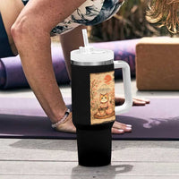 Japanese Maneki Neko Drinking Tea Kawaii Lucky Cat Tumbler With Handle - Wonder Print Shop