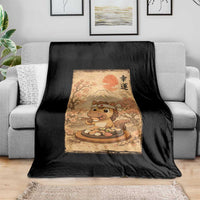Funny Horse Eating Sushi Throw Blanket Japanese Noodle Lover - Wonder Print Shop