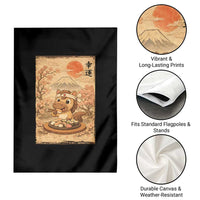 Funny Horse Eating Sushi Garden Flag Japanese Noodle Lover - Wonder Print Shop
