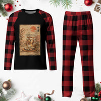 Funny Horse Eating Sushi Plaid Pajama Set Japanese Noodle Lover - Wonder Print Shop