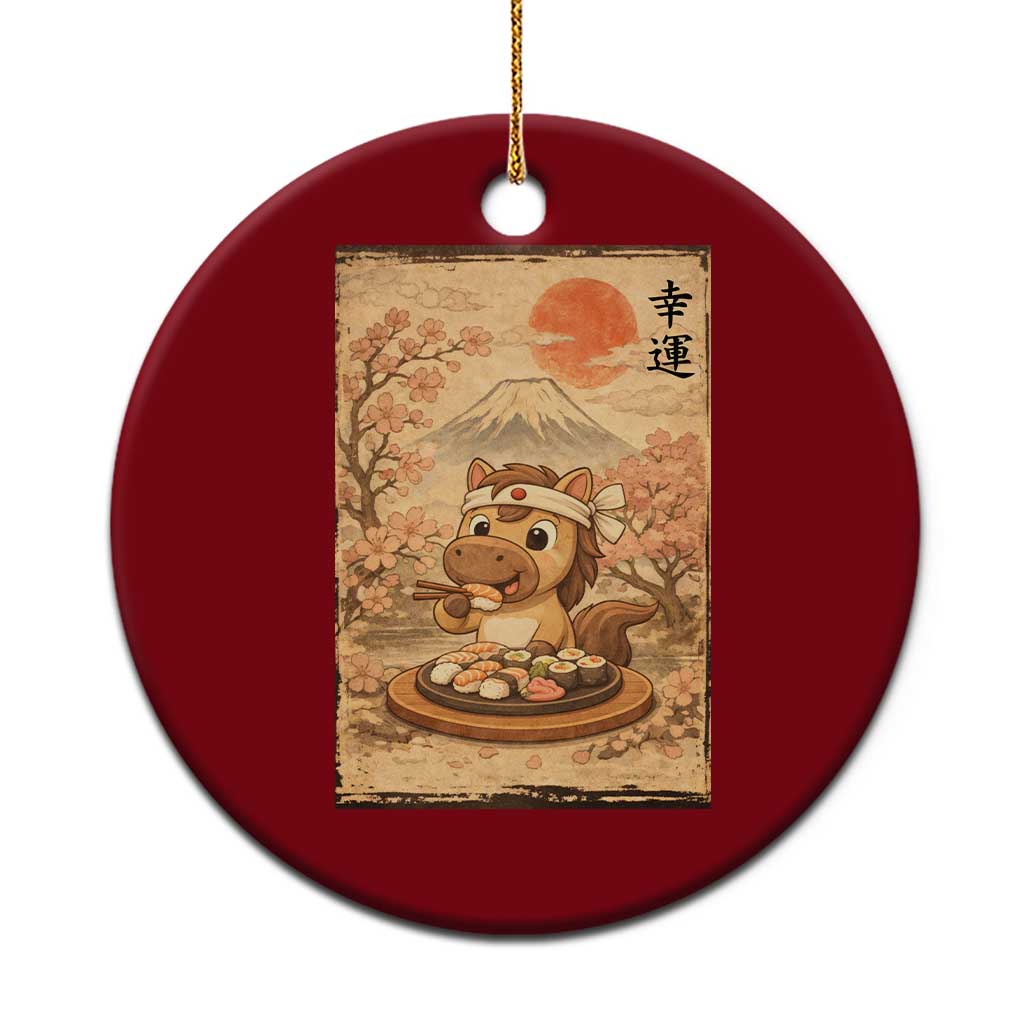 Funny Horse Eating Sushi Ceramic Ornament Japanese Noodle Lover - Wonder Print Shop