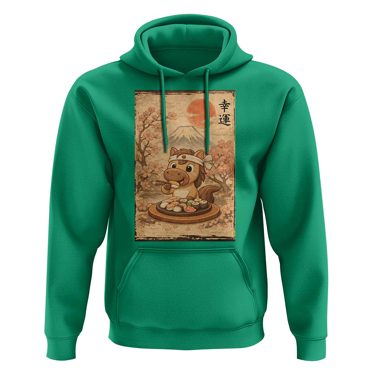 Funny Horse Eating Sushi Hoodie Japanese Noodle Lover - Wonder Print Shop