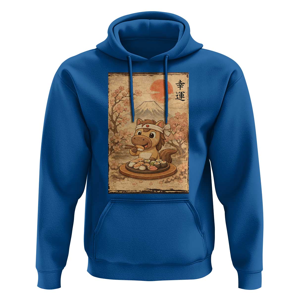 Funny Horse Eating Sushi Hoodie Japanese Noodle Lover - Wonder Print Shop