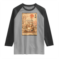 Funny Horse Eating Sushi Raglan Shirt Japanese Noodle Lover - Wonder Print Shop