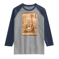 Funny Horse Eating Sushi Raglan Shirt Japanese Noodle Lover - Wonder Print Shop