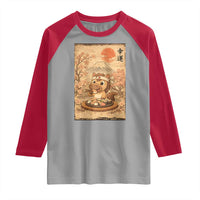 Funny Horse Eating Sushi Raglan Shirt Japanese Noodle Lover - Wonder Print Shop