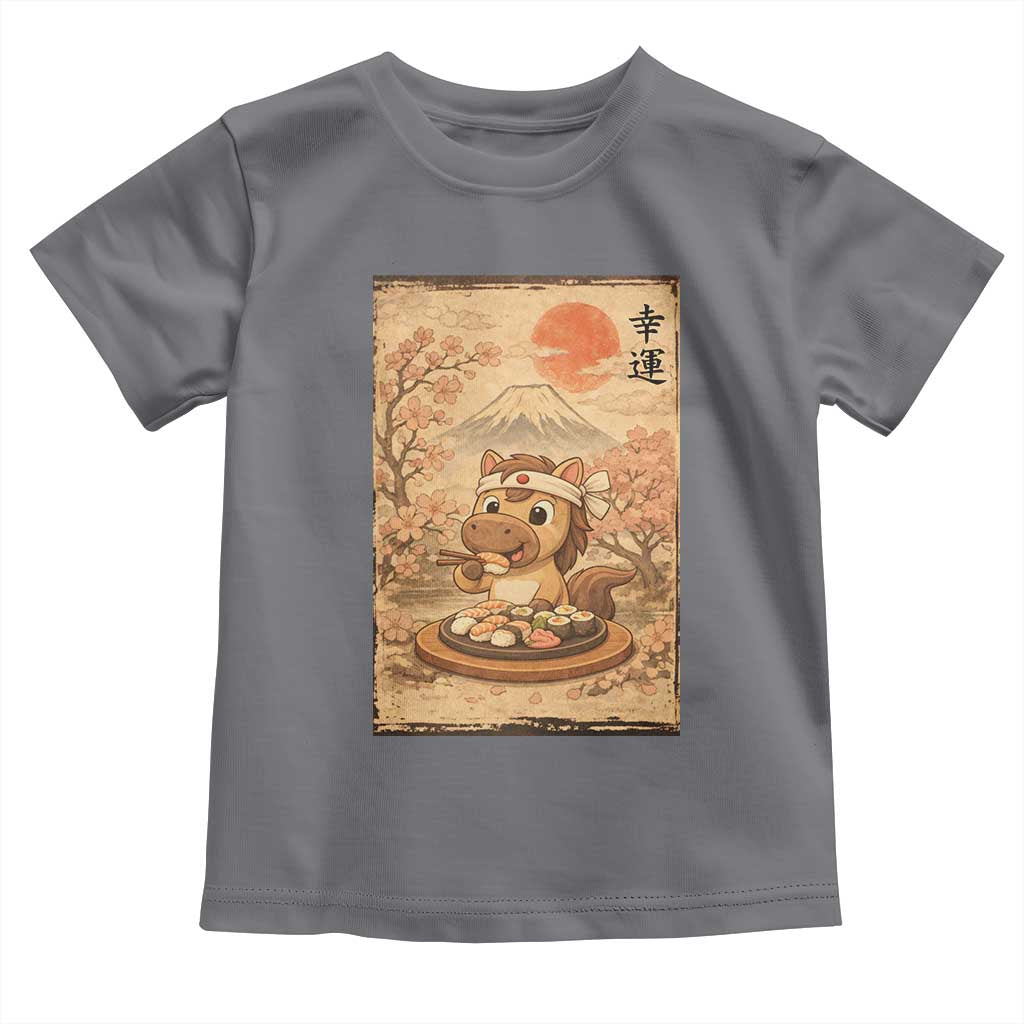 Funny Horse Eating Sushi Toddler T Shirt Japanese Noodle Lover - Wonder Print Shop