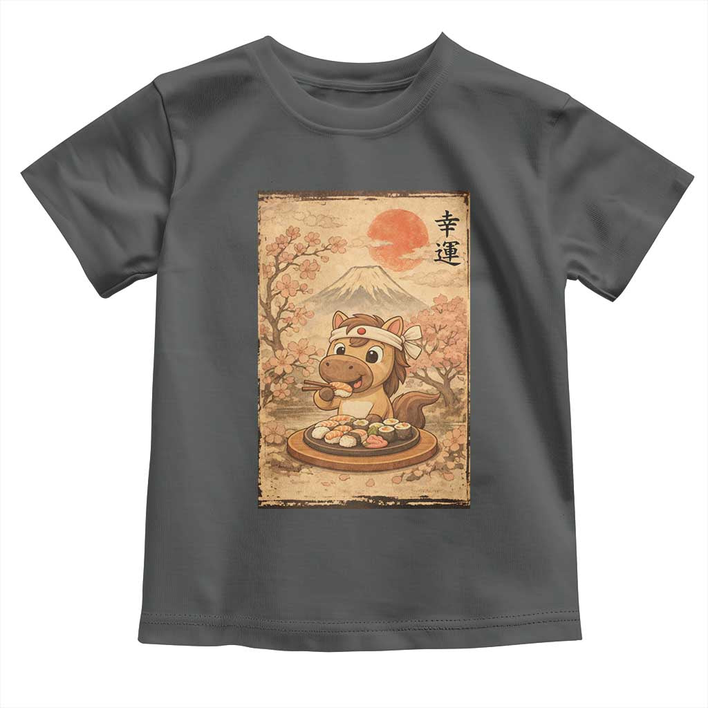 Funny Horse Eating Sushi Toddler T Shirt Japanese Noodle Lover - Wonder Print Shop