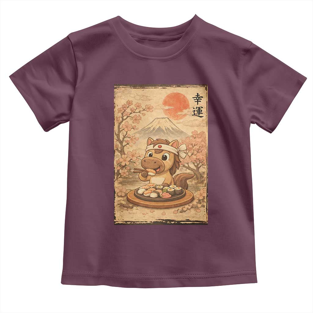 Funny Horse Eating Sushi Toddler T Shirt Japanese Noodle Lover - Wonder Print Shop