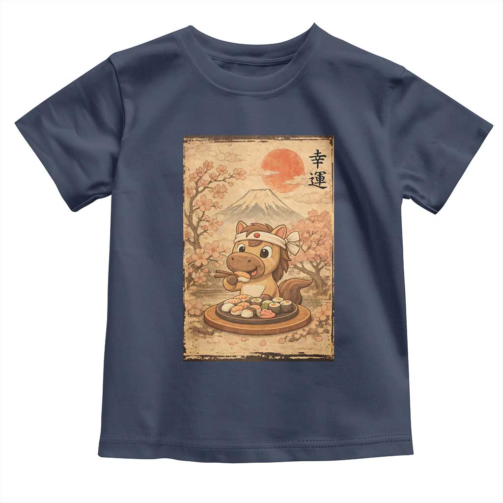 Funny Horse Eating Sushi Toddler T Shirt Japanese Noodle Lover - Wonder Print Shop