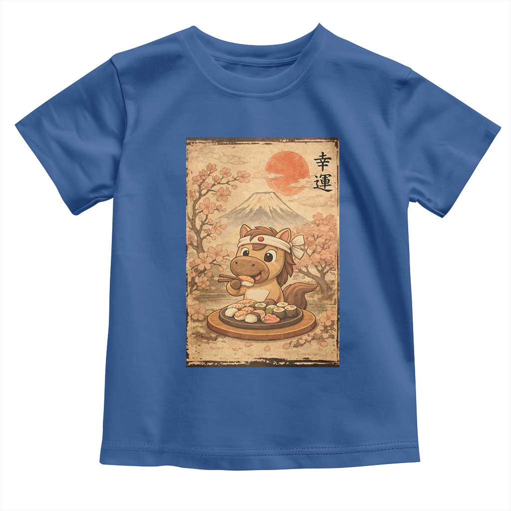 Funny Horse Eating Sushi Toddler T Shirt Japanese Noodle Lover - Wonder Print Shop