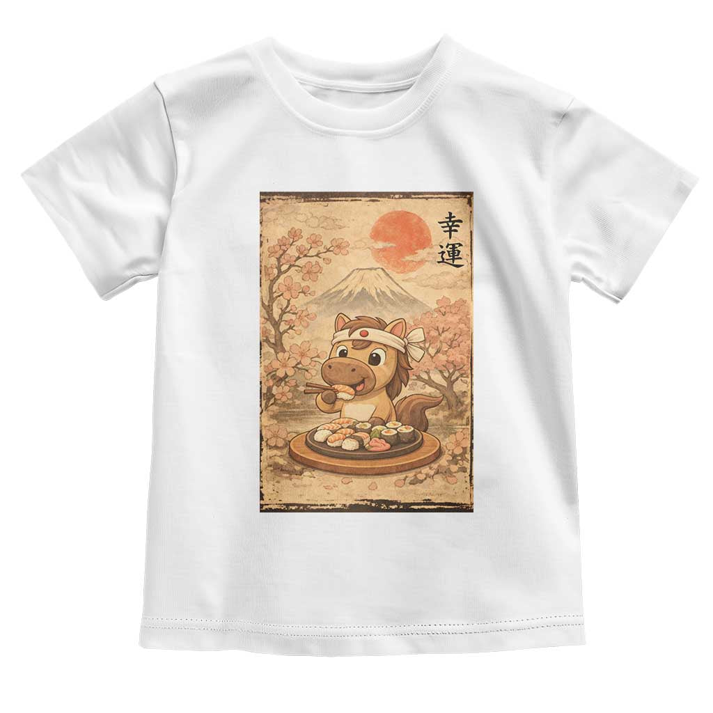 Funny Horse Eating Sushi Toddler T Shirt Japanese Noodle Lover - Wonder Print Shop