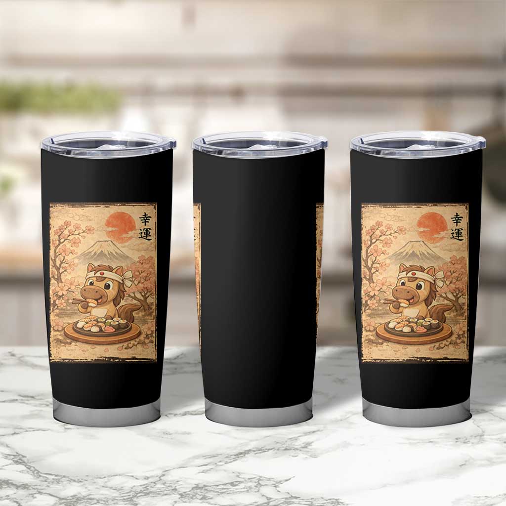Funny Horse Eating Sushi Tumbler Cup Japanese Noodle Lover - Wonder Print Shop