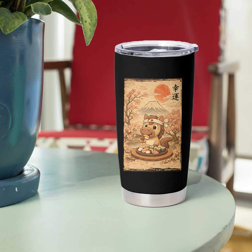 Funny Horse Eating Sushi Tumbler Cup Japanese Noodle Lover - Wonder Print Shop