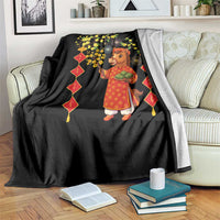 Funny Tet Holiday Throw Blanket Cute Horse In Ao Dai - Wonder Print Shop