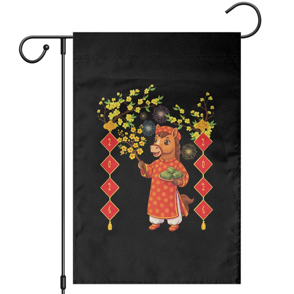 Funny Tet Holiday Garden Flag Cute Horse In Ao Dai - Wonder Print Shop