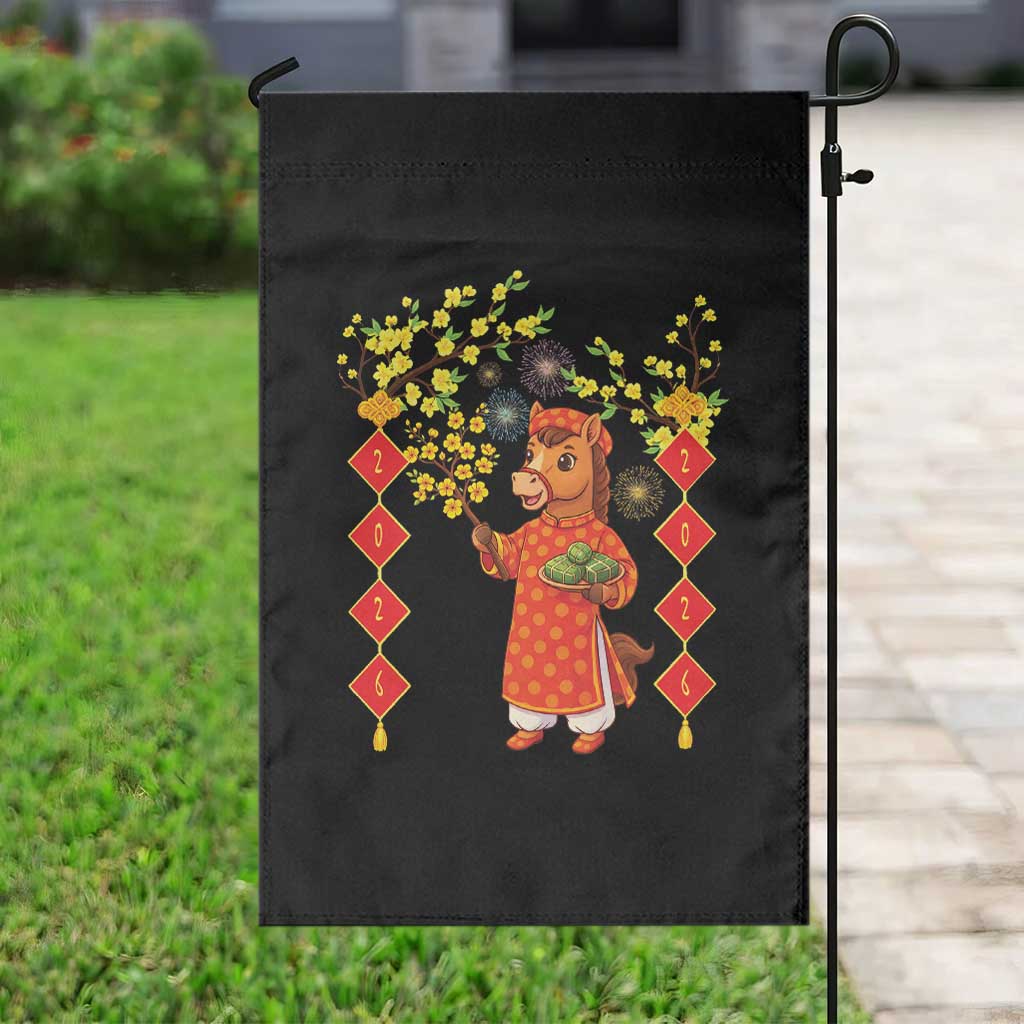 Funny Tet Holiday Garden Flag Cute Horse In Ao Dai - Wonder Print Shop