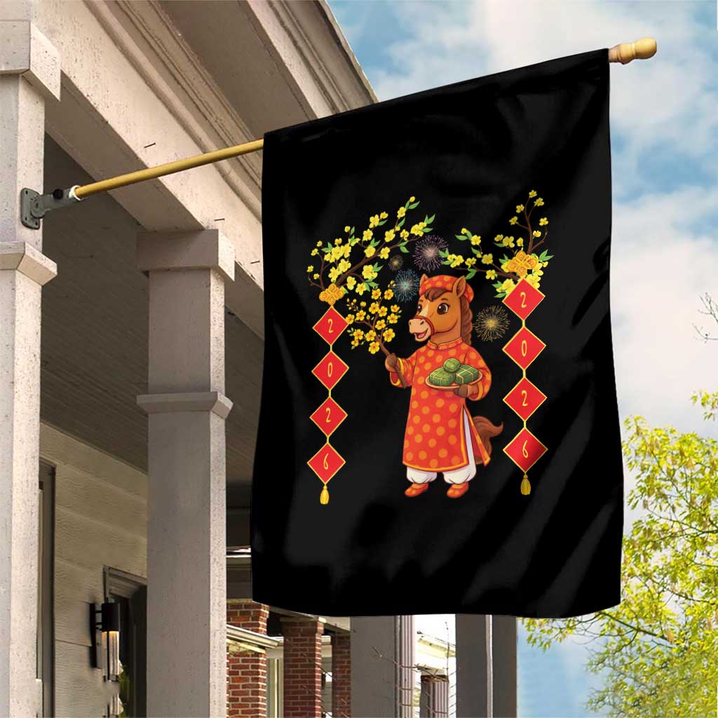 Funny Tet Holiday Garden Flag Cute Horse In Ao Dai - Wonder Print Shop