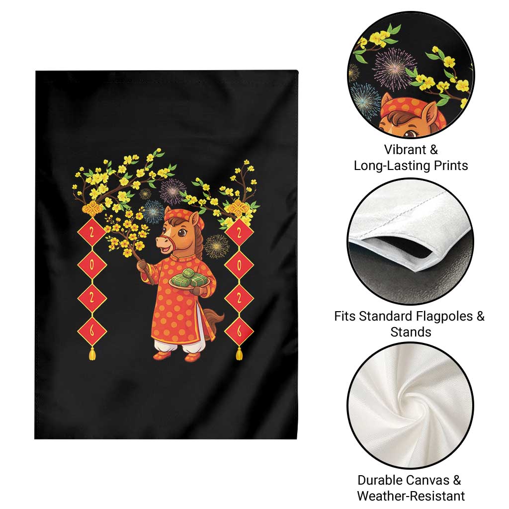 Funny Tet Holiday Garden Flag Cute Horse In Ao Dai - Wonder Print Shop