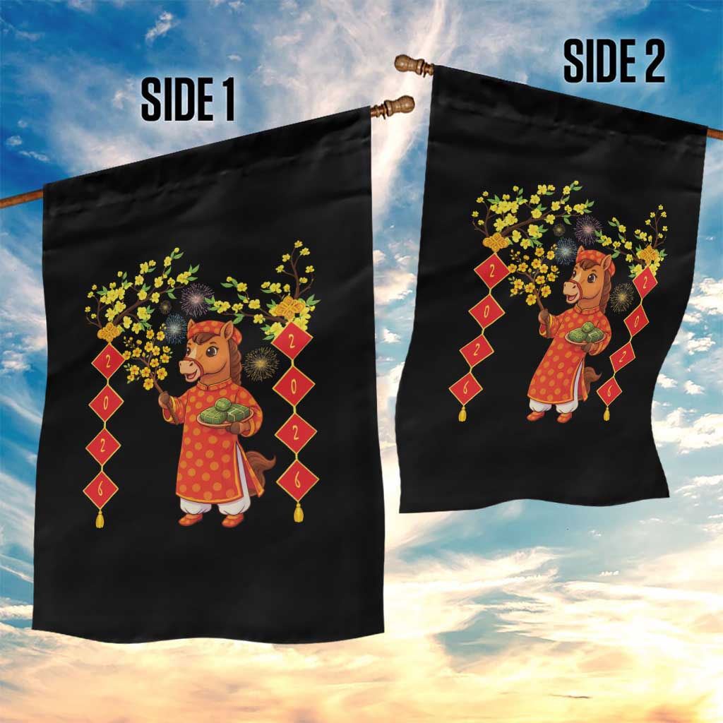 Funny Tet Holiday Garden Flag Cute Horse In Ao Dai - Wonder Print Shop