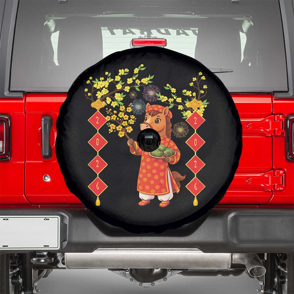 Funny Tet Holiday Spare Tire Cover Cute Horse In Ao Dai - Wonder Print Shop