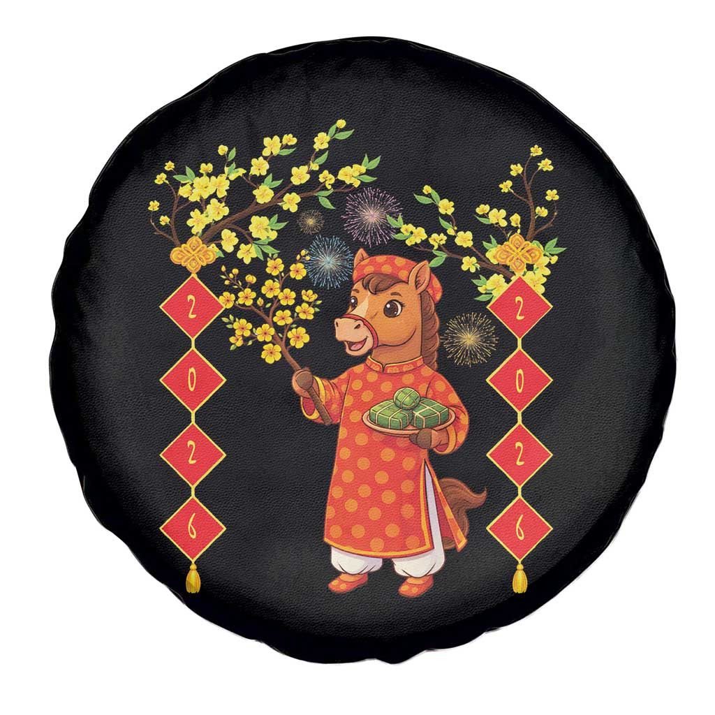Funny Tet Holiday Spare Tire Cover Cute Horse In Ao Dai - Wonder Print Shop