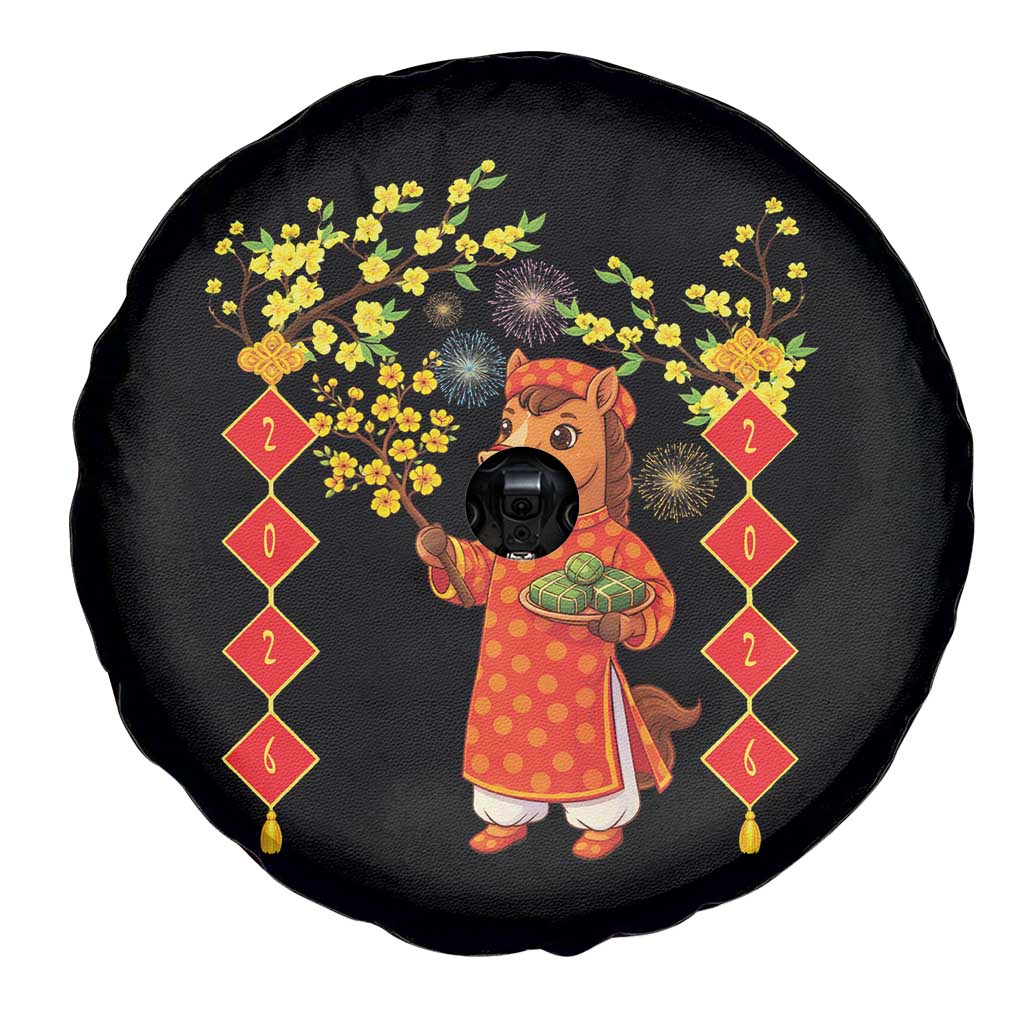 Funny Tet Holiday Spare Tire Cover Cute Horse In Ao Dai - Wonder Print Shop